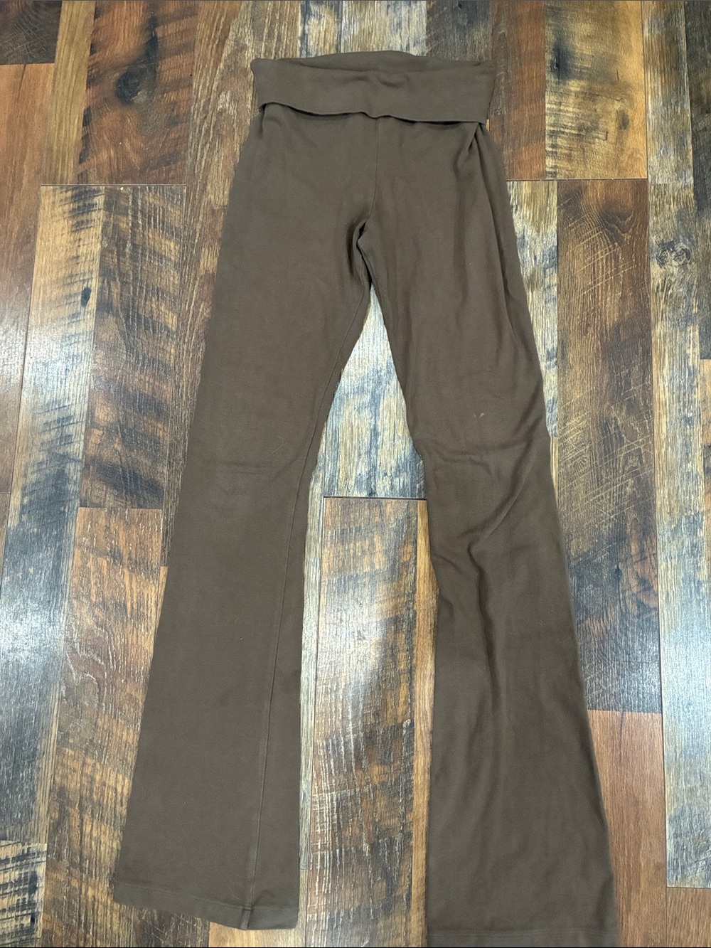 Brandy Melville Fold-Over Waist Brown Yoga Pants
